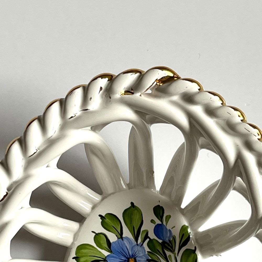 Vintage Herend Queen Victoria Oval Reticulated Basket 4.75" Gold Rim VBO - Picture 8 of 11